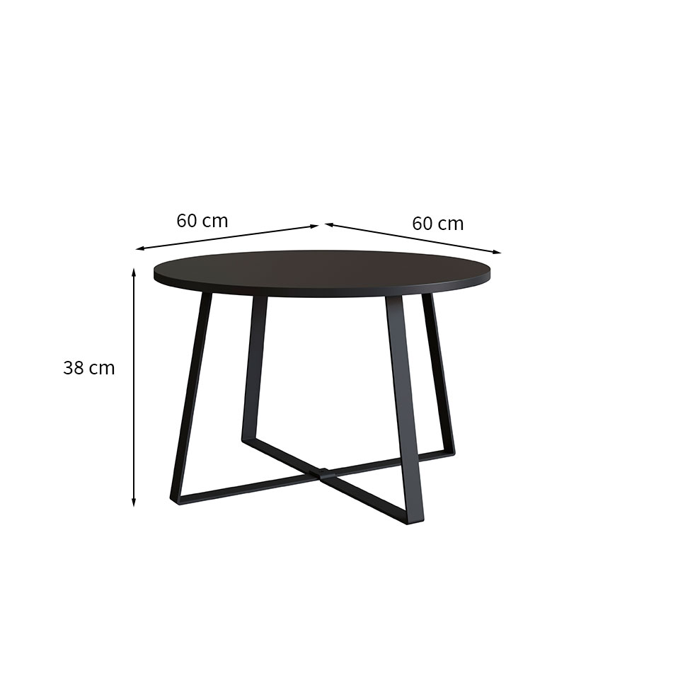Mesa de Centro Redonda Complementos Preta 60 cm
