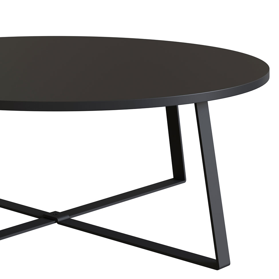 Mesa de Centro Redonda Complementos Preta 80 cm
