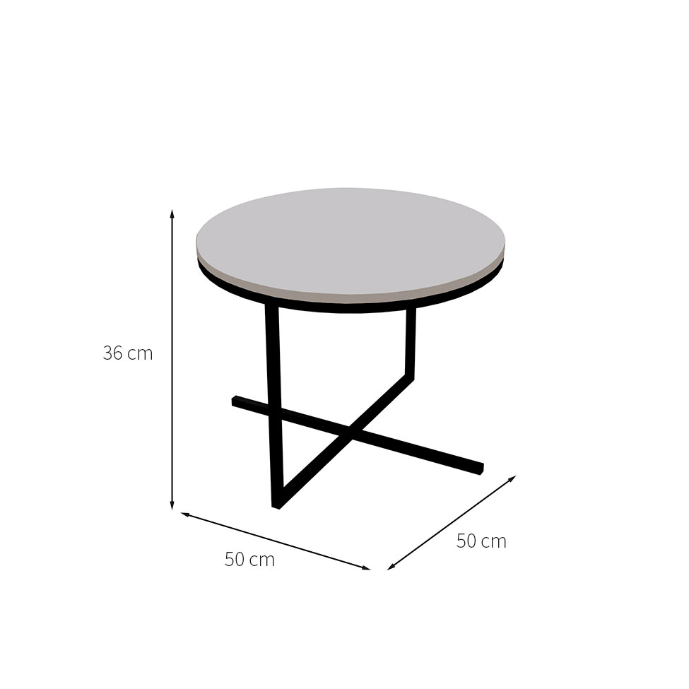 Mesa de Centro Redonda Volpi Branca e Preta 36 cm