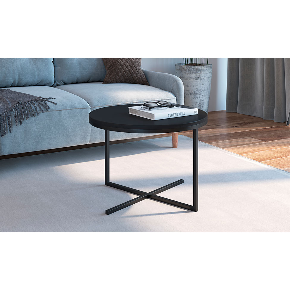 Mesa de Centro Redonda Volpi Preta 36 cm