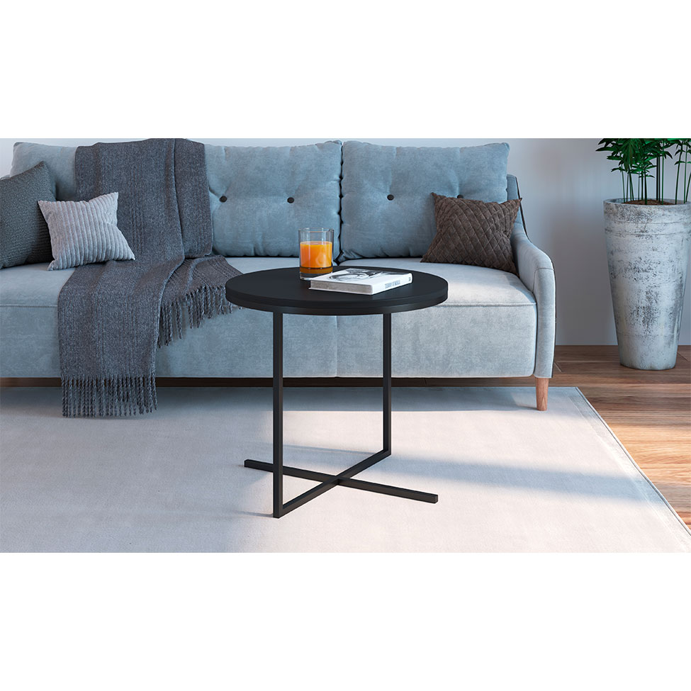 Mesa de Centro Redonda Volpi Preta 46 cm