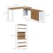 Mesa de Escritório em L com 2 Estantes Concept 1 PT 3 GV Nogal e Branca
