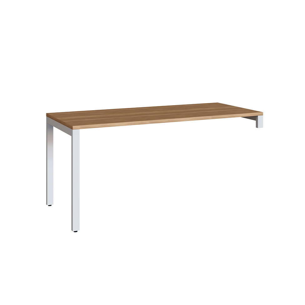 Mesa de Escritório em L com 2 Estantes Concept 1 PT 3 GV Nogal e Branca