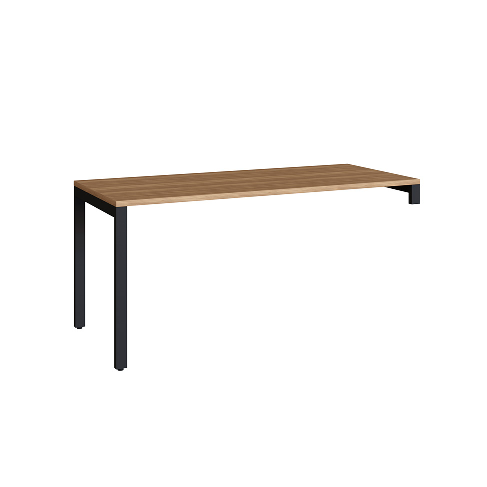 Mesa de Escritório em L com 2 Estantes Concept 1 PT 3 GV Nogal e Preta