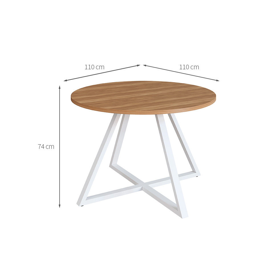 Mesa de Jantar Redonda com Tampo MDP Concept Nogal e Branca 110 cm
