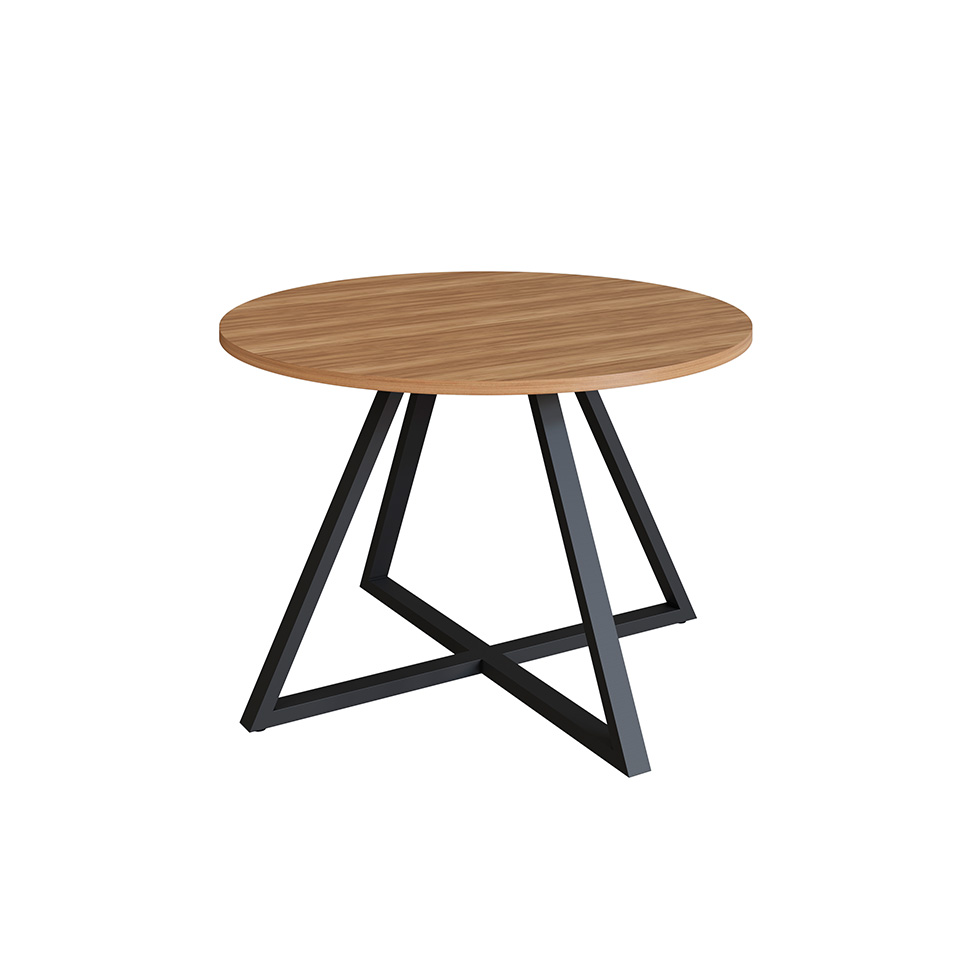 Mesa de Jantar Redonda com Tampo MDP Concept Nogal e Preta 110 cm