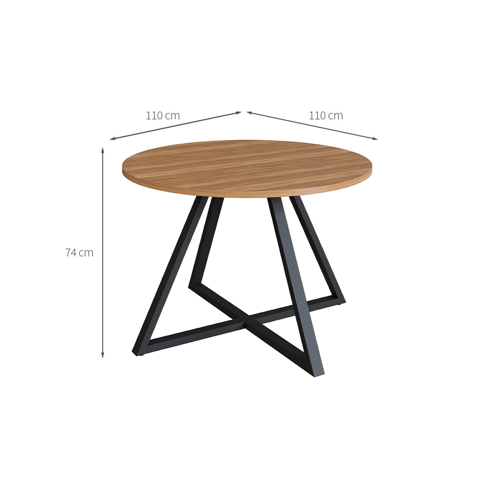 Mesa de Jantar Redonda com Tampo MDP Concept Nogal e Preta 110 cm