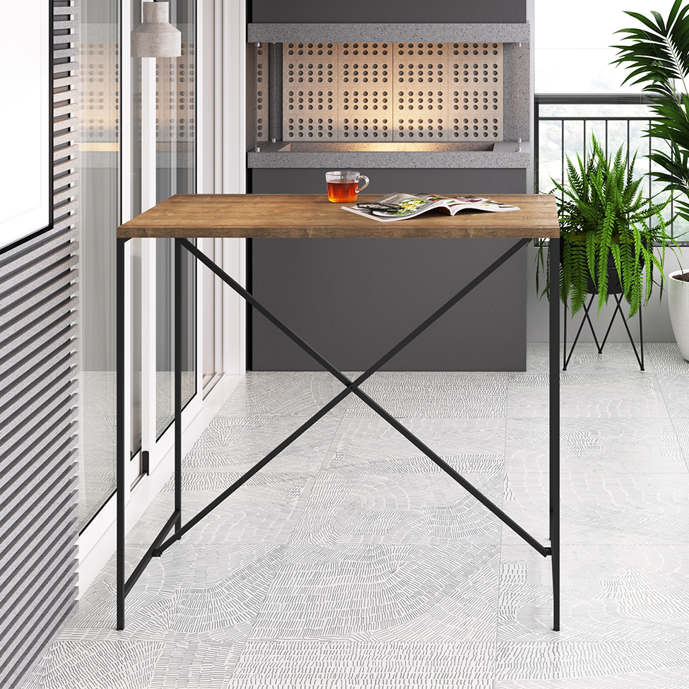 Mesa de Jantar Retangular Steel Quadra Vermont e Preta 60 cm