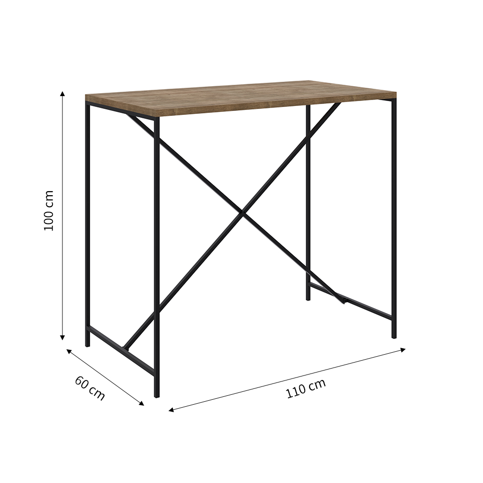 Mesa de Jantar Retangular Steel Quadra Vermont e Preta 60 cm