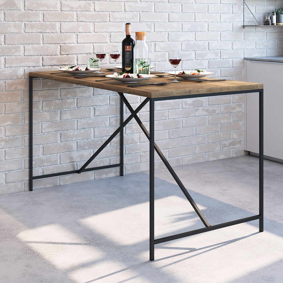 Mesa de Jantar Retangular Steel Quadra Vermont e Preta 69 cm