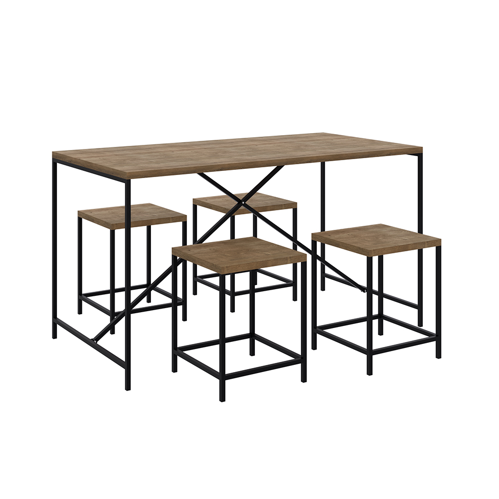 Mesa de Jantar Retangular Steel Quadra Vermont e Preta 69 cm