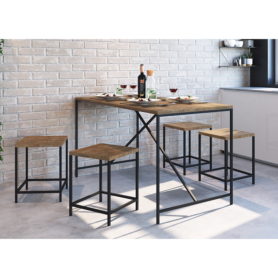 Mesa de Jantar Retangular Steel Quadra Vermont e Preta 69 cm