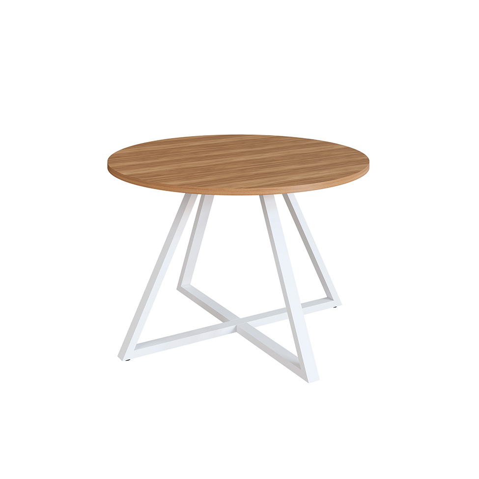 Mesa de Reunião Redonda Concept Nogal e Branca 110 cm