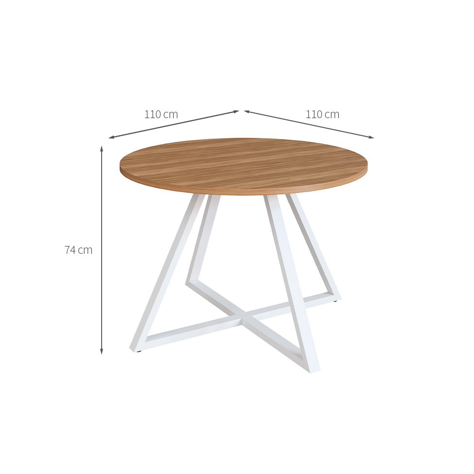 Mesa de Reunião Redonda Concept Nogal e Branca 110 cm