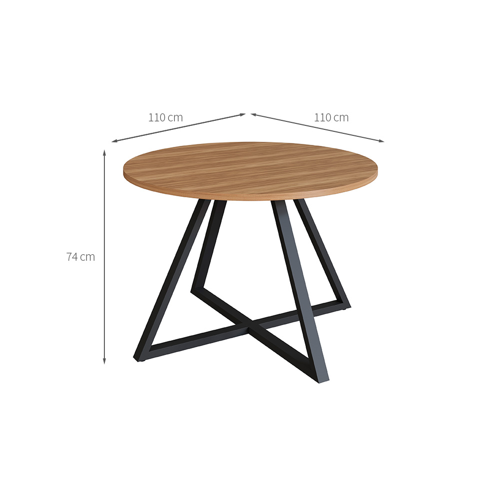 Mesa de Reunião Redonda Concept Nogal e Preta 110 cm