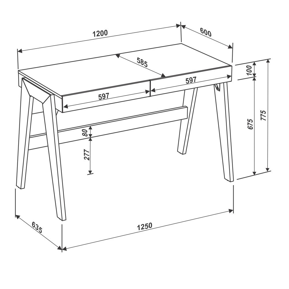 Mesa para Computador Escrivaninha Trend 2 Gavetas Hanover/Off White - Artesano