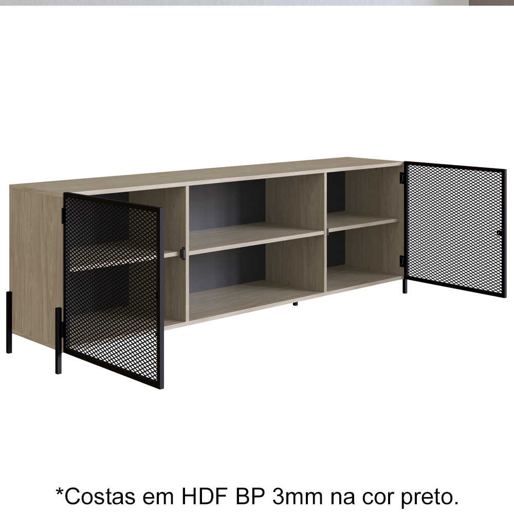Rack 2 Portas Em Aço Para TV 70 Pol York Hanover Artesano