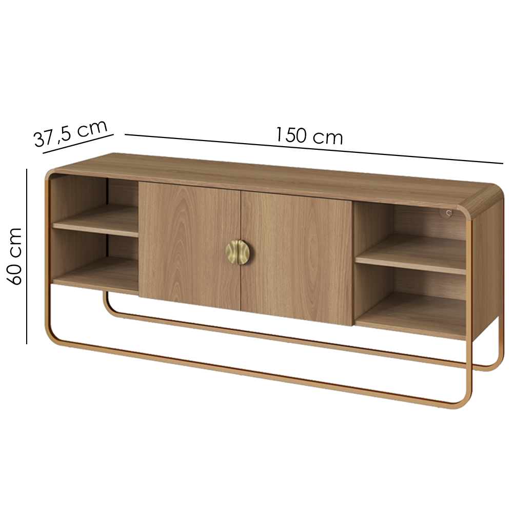 Rack Bancada Organica TV 55 Pol 150 cm 28070 Hanover Dourado Artesano