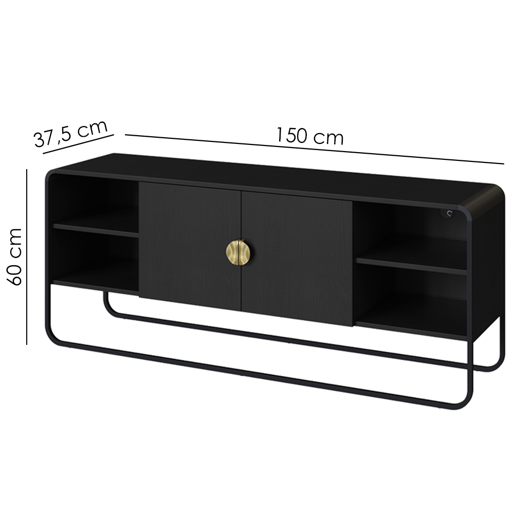 Rack Bancada Organica TV 55 Pol 150 cm 28070 Nero Preto Artesano