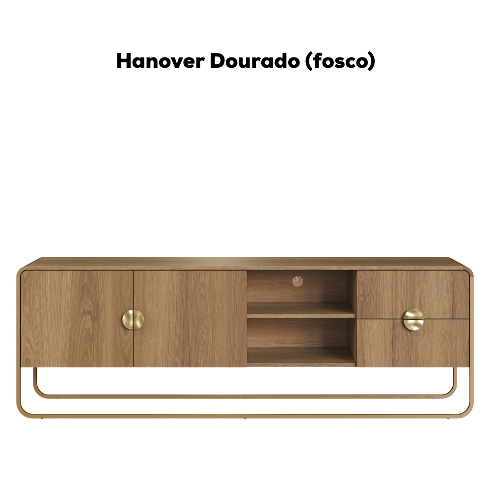Rack Bancada Organica TV 65 Pol 180 cm 28076 Hanover Dourado Artesano