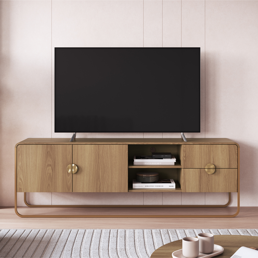 Rack Bancada Organica TV 65 Pol 180 cm 28076 Hanover Dourado Artesano