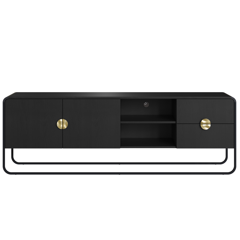 Rack Bancada Organica TV 65 Pol 180 cm 28076 Nero Preto Artesano