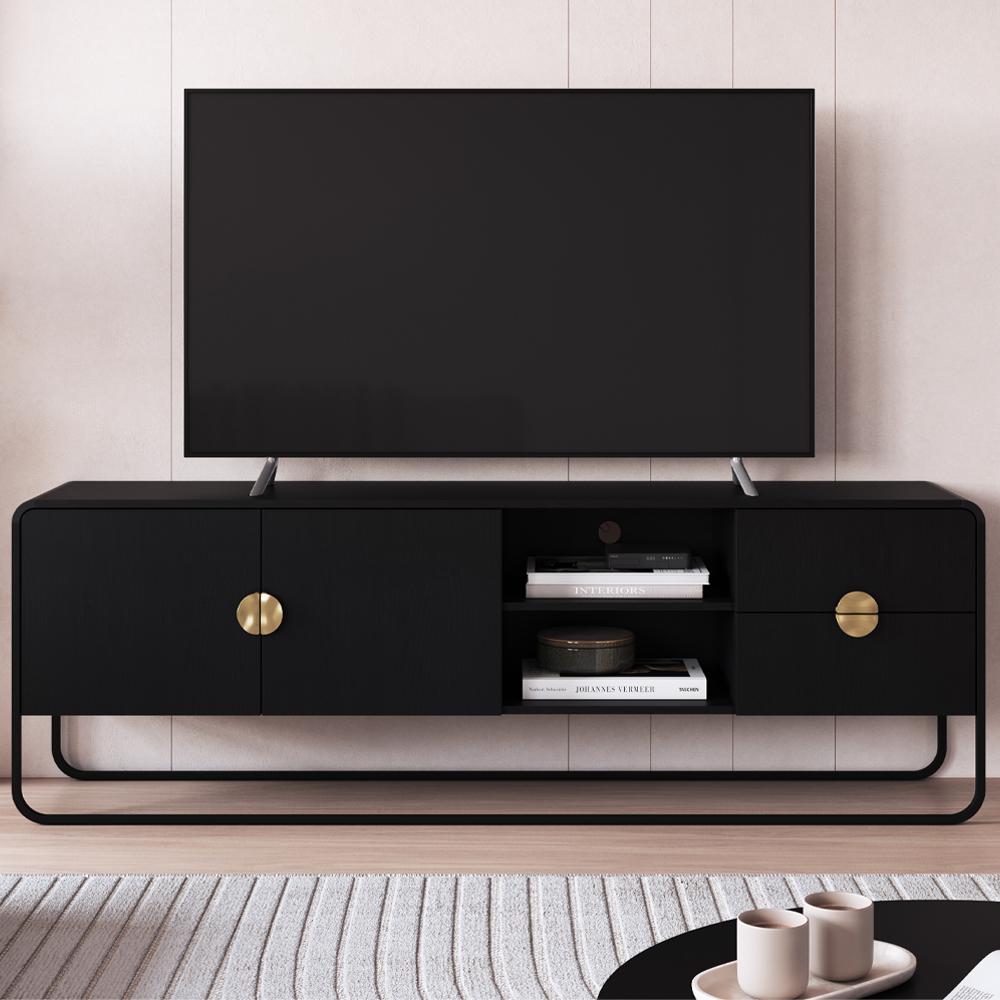 Rack Bancada Organica TV 65 Pol 180 cm 28076 Nero Preto Artesano