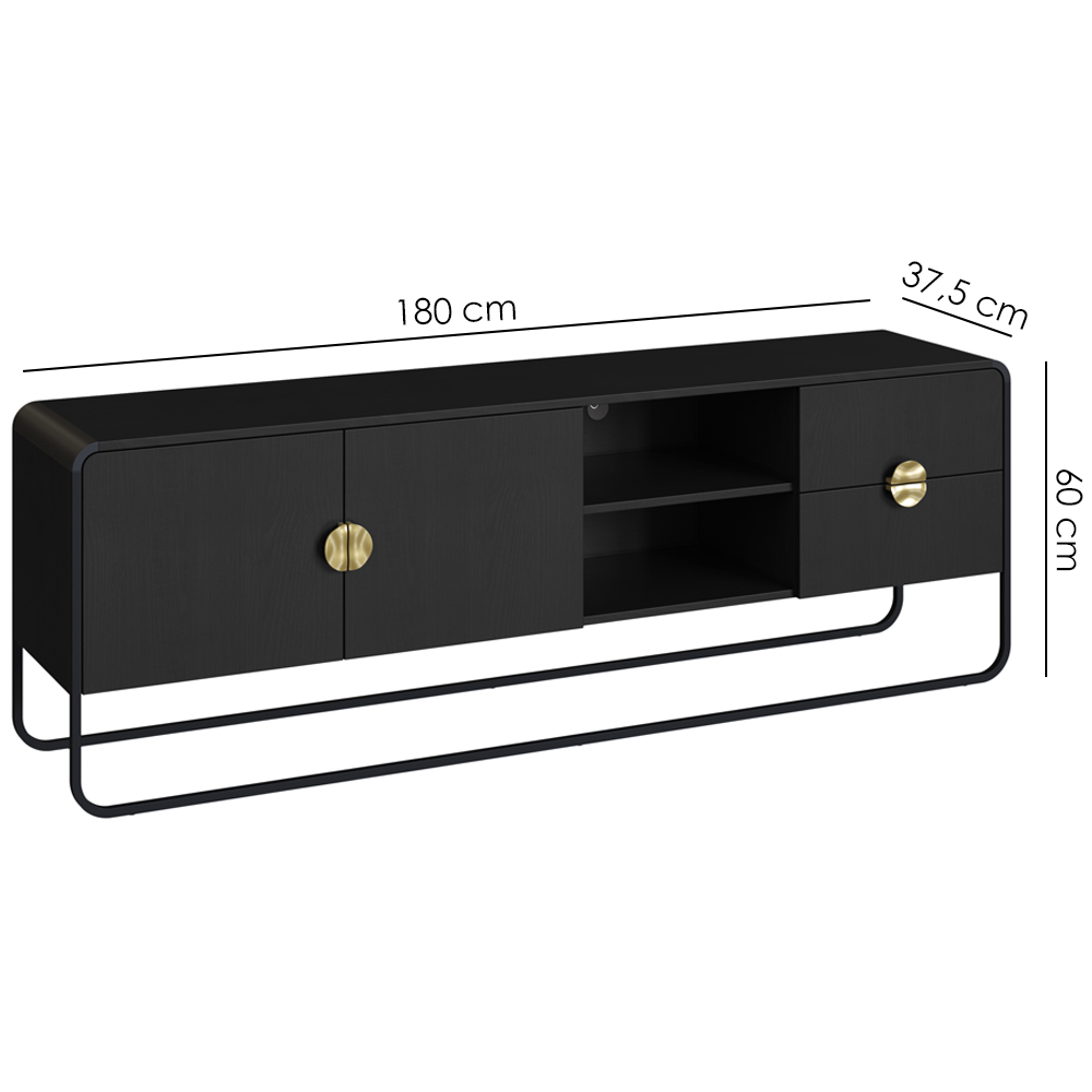 Rack Bancada Organica TV 65 Pol 180 cm 28076 Nero Preto Artesano