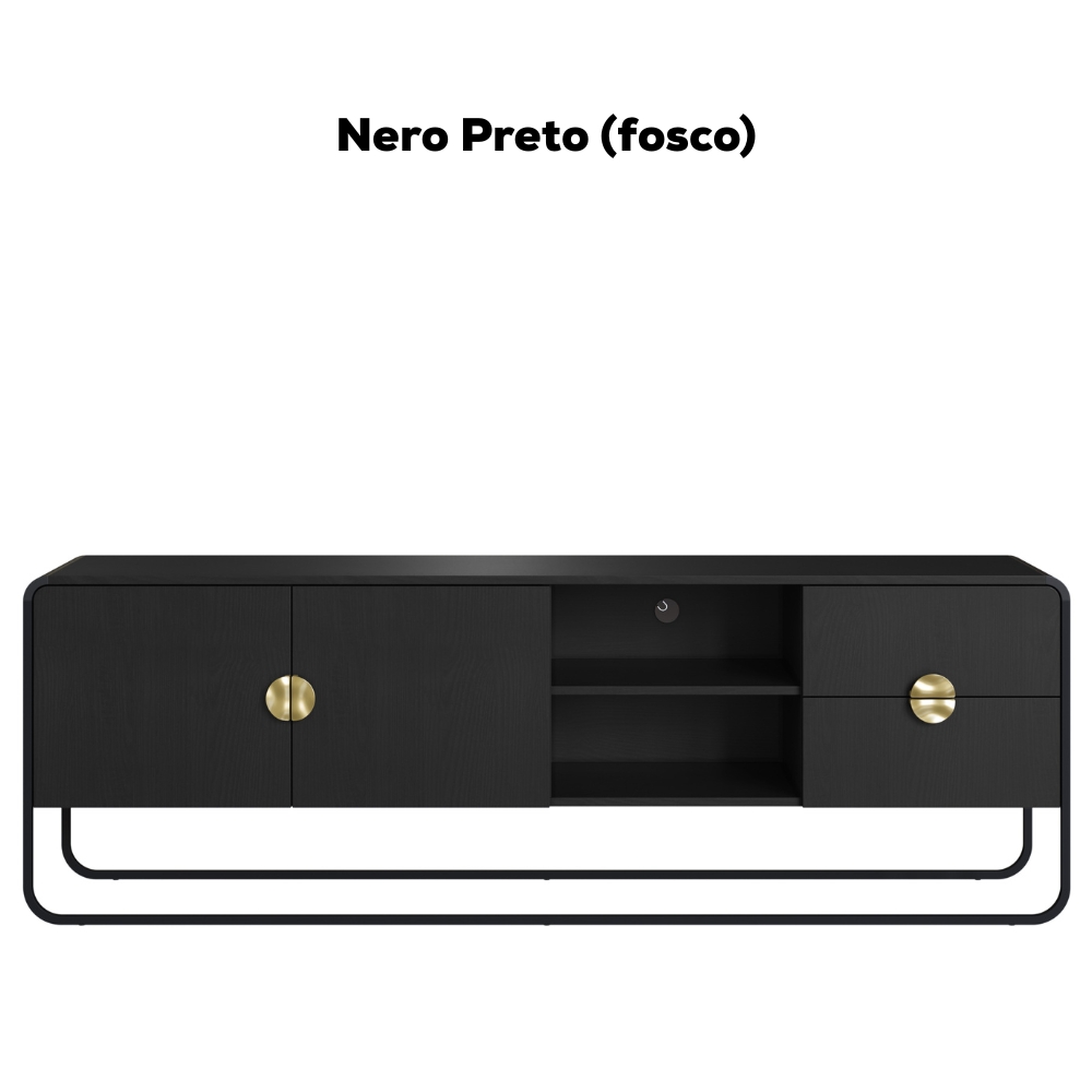 Rack Bancada Organica TV 65 Pol 180 cm 28076 Nero Preto Artesano