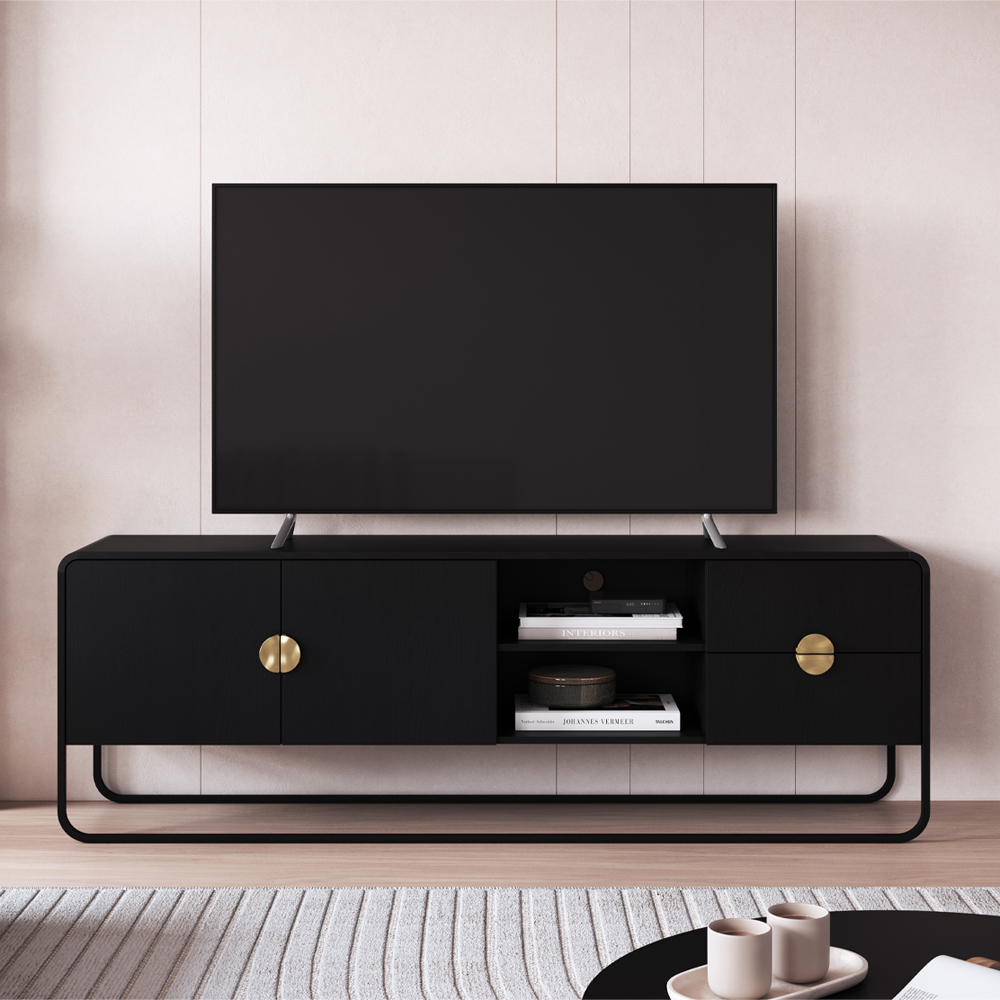 Rack Bancada Organica TV 65 Pol 180 cm 28076 Nero Preto Artesano