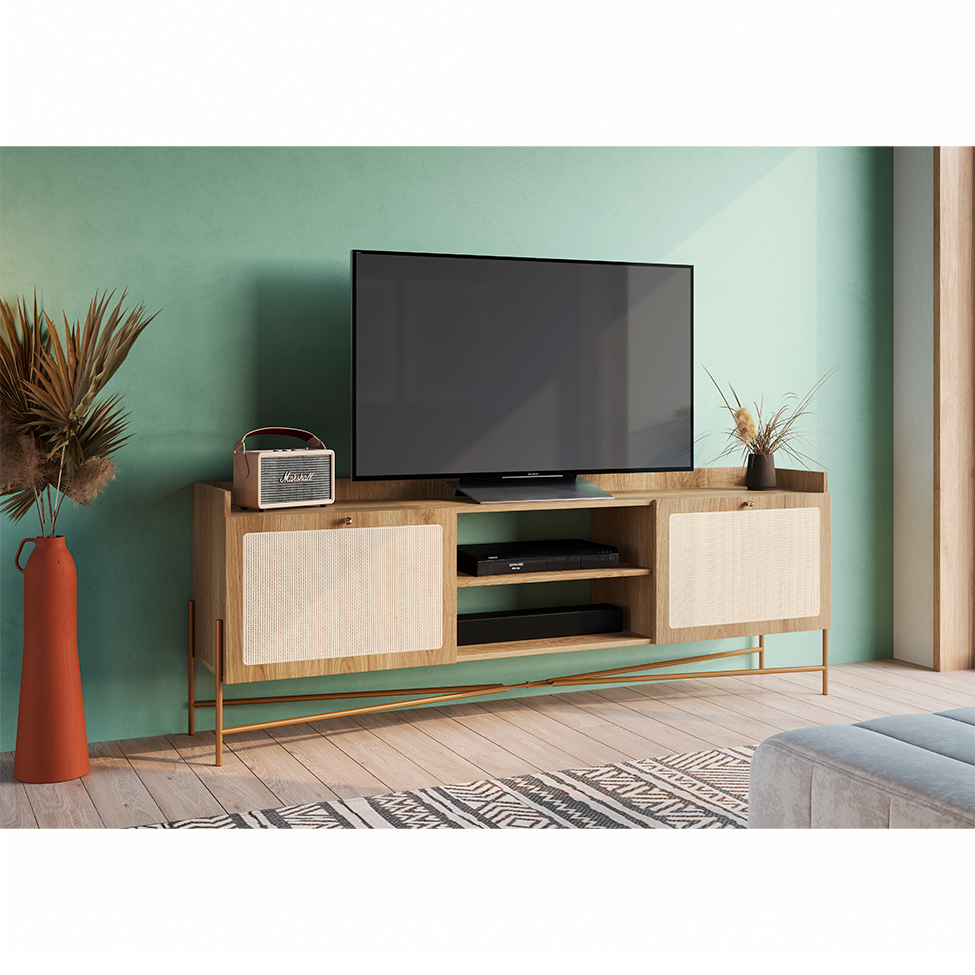 Rack Oslo 2 PT Hanover e Dourado 183 cm