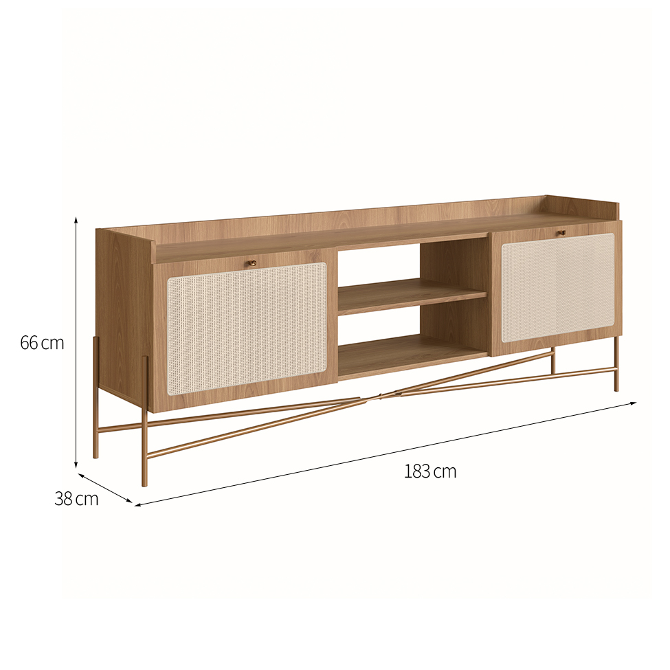 Rack Oslo 2 PT Hanover e Dourado 183 cm