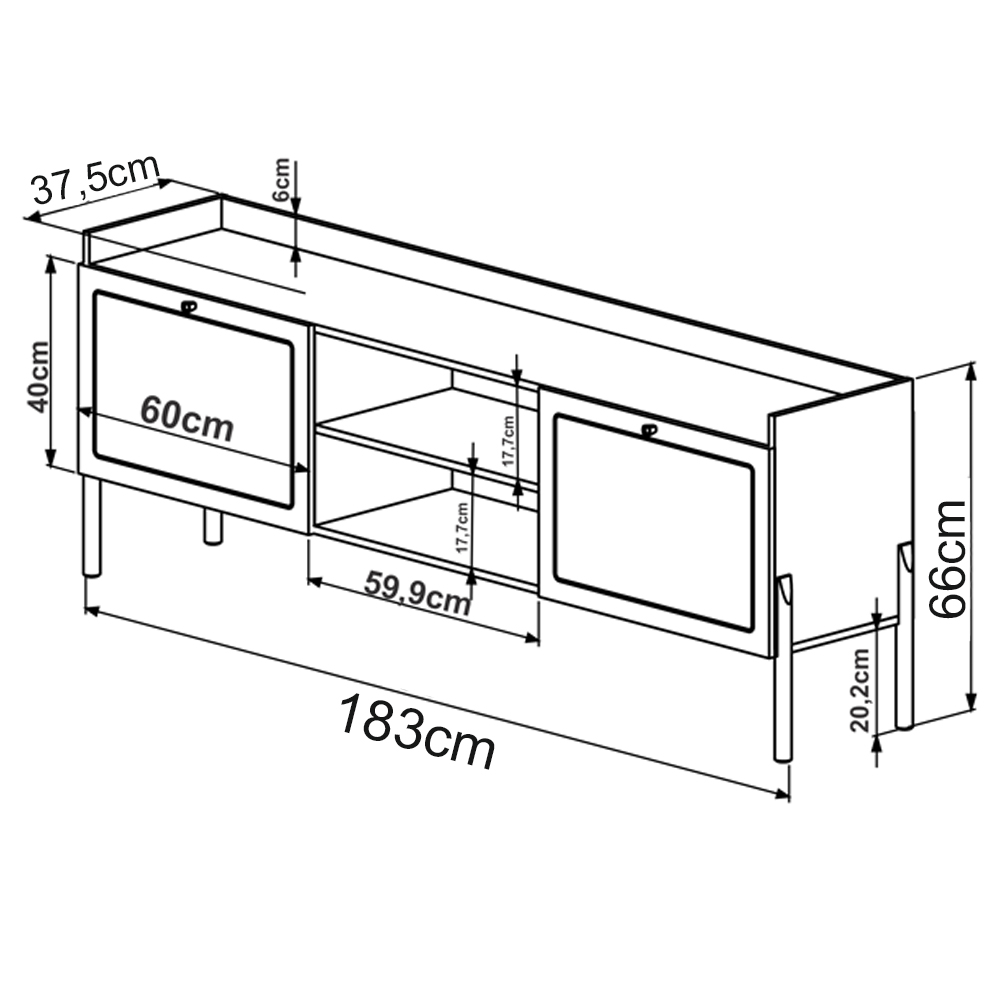 Rack Para TV 65 Pol 183 CM Pes Madeira 27930 Oslo Hanover Artesano