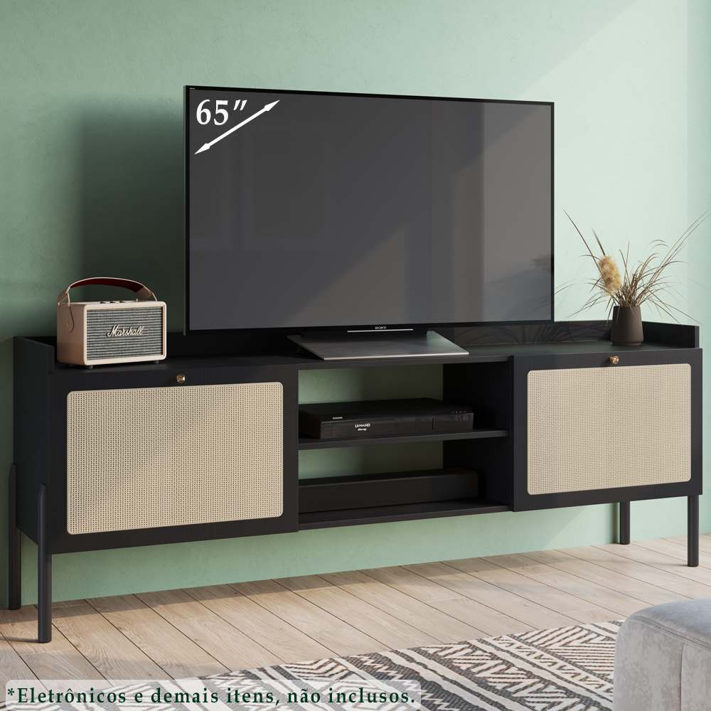 Rack Para TV 65 Pol 183 CM Pes Madeira 27930 Oslo Nero Artesano