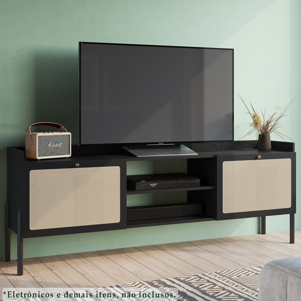 Rack Para TV 65 Pol 183 CM Pes Madeira 27930 Oslo Nero Artesano