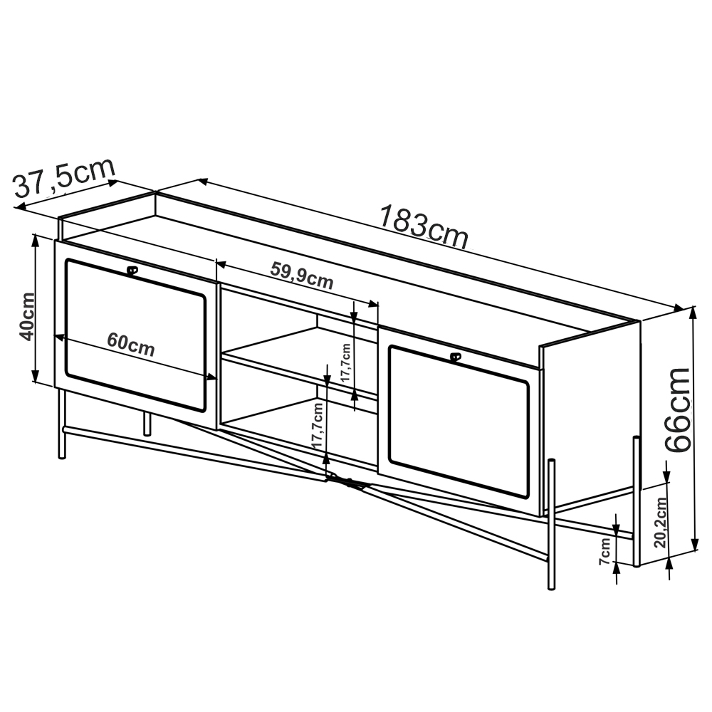 Rack Para TV 65 Pol 183 CM Pes Metal 28930 Oslo Hanover Artesano