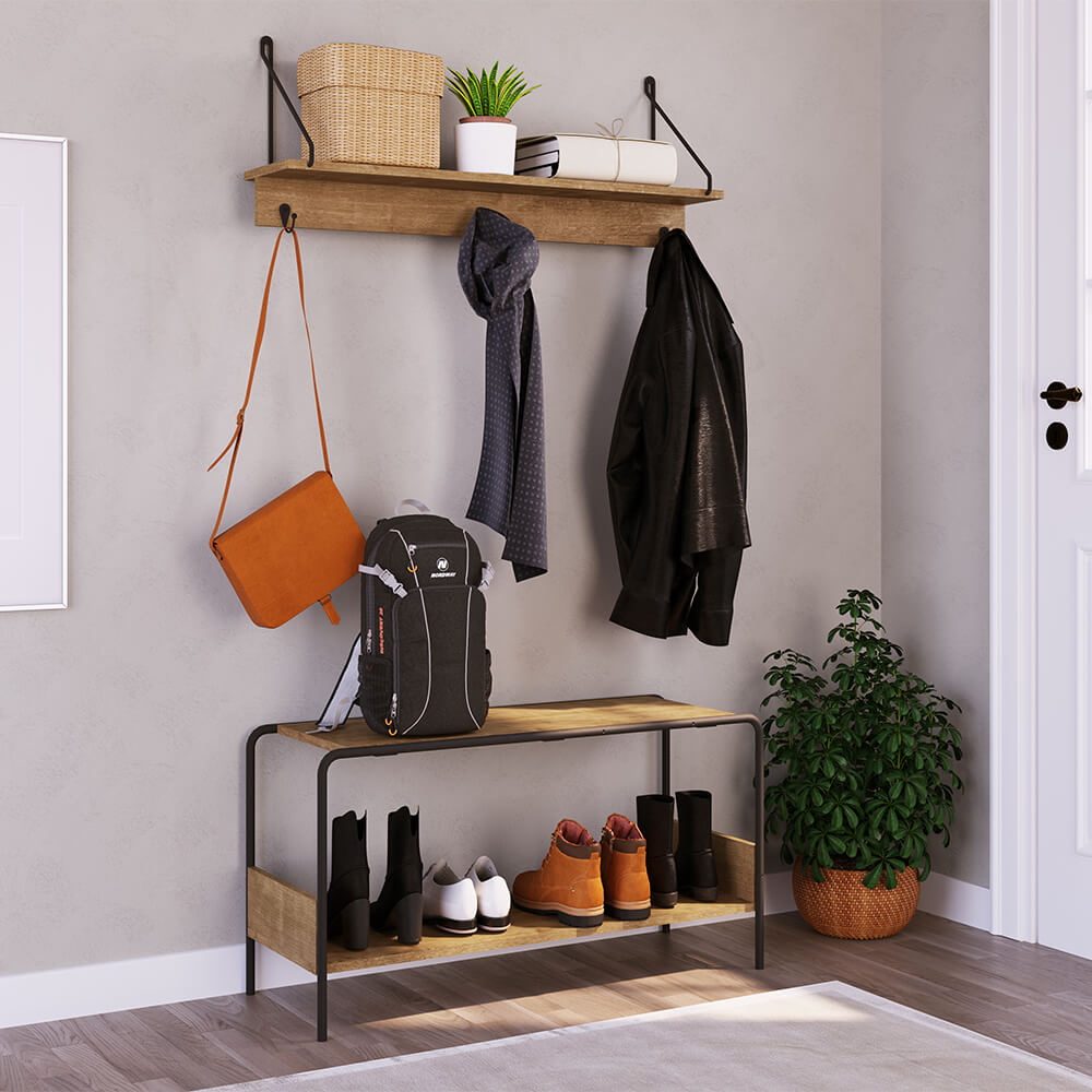 Sapateira Banco Tube 90cm Estrutura Preto Fosco - Vermont