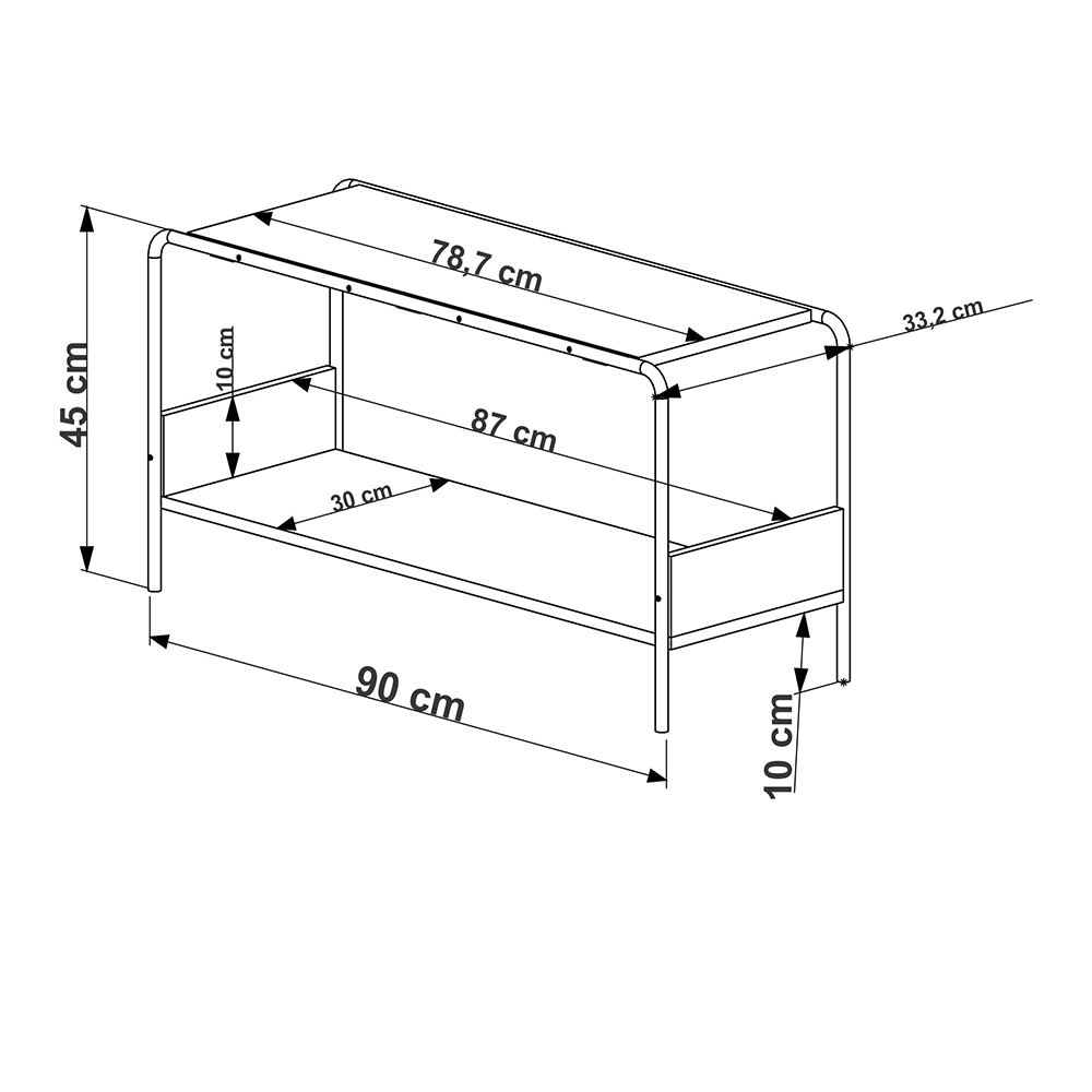 Sapateira Banco Tube 90cm Estrutura Preto Fosco - Vermont
