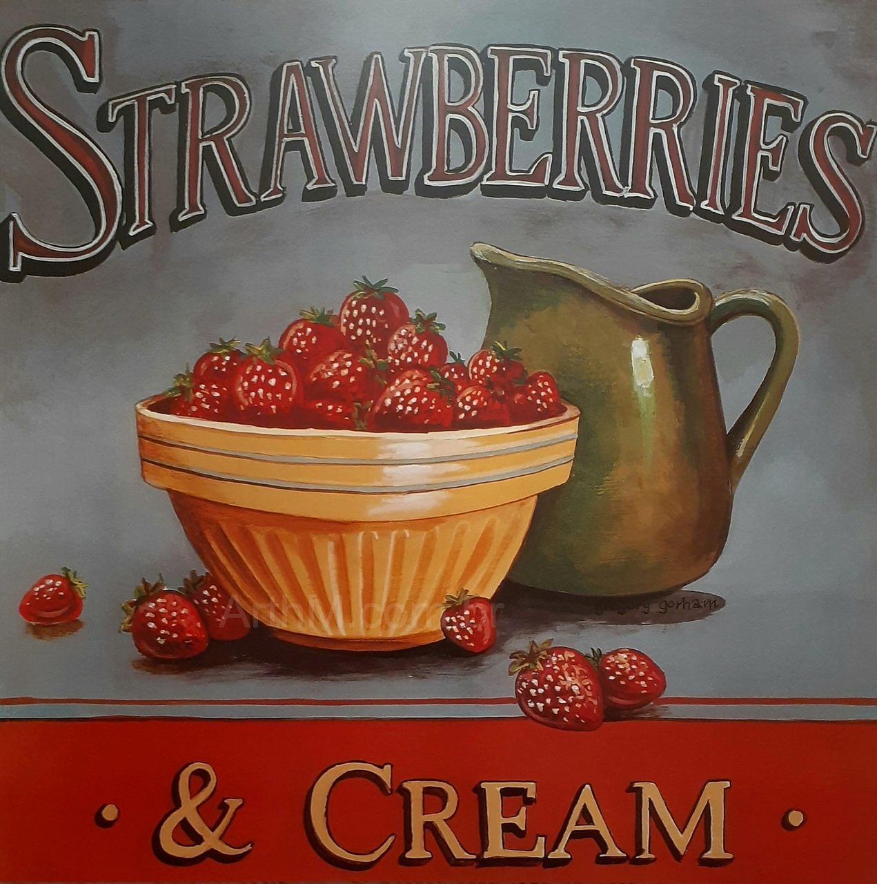 Gravura Da Coleção Cozinha Morangos 45 X 45 Cm