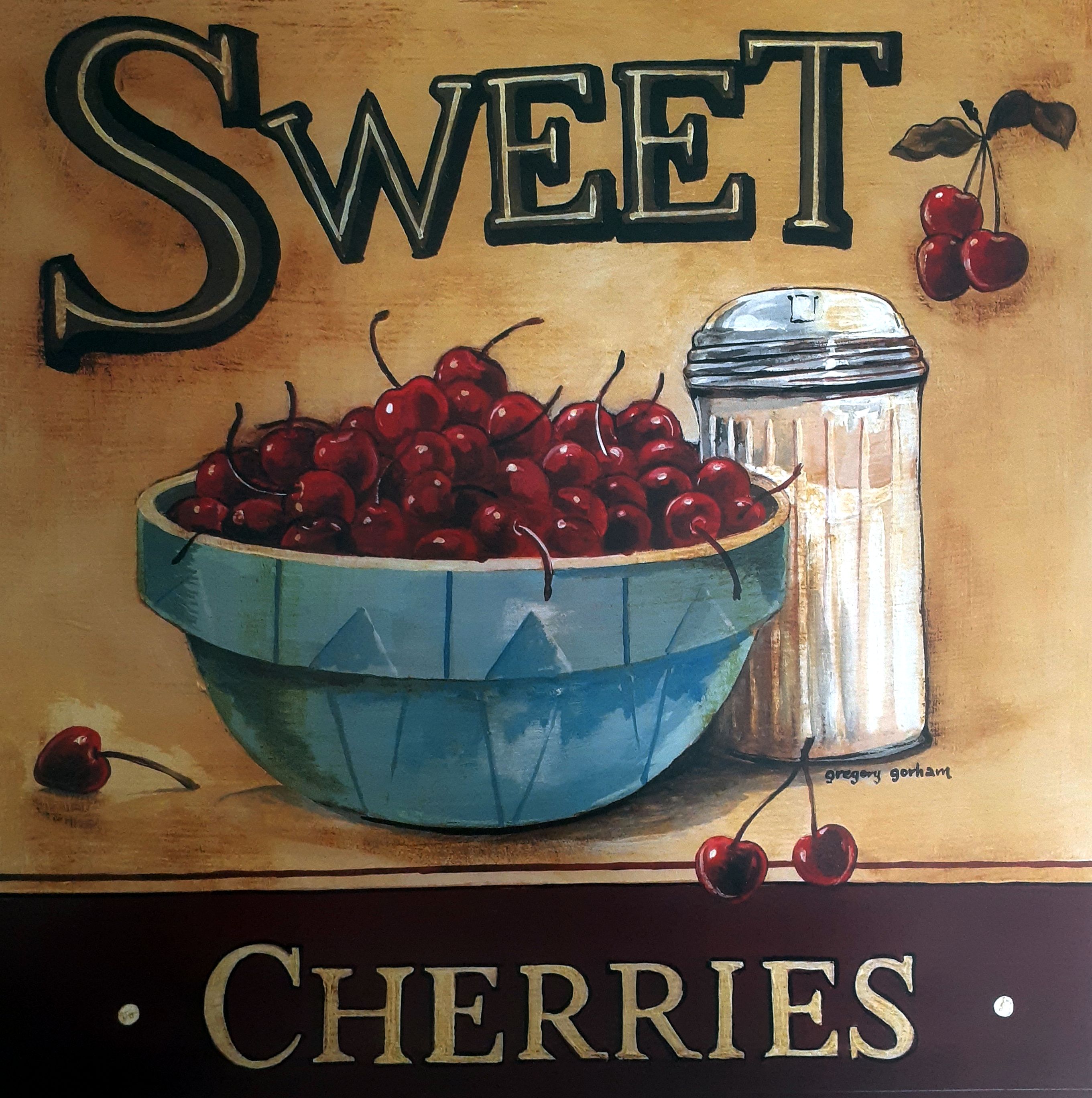 Gravura Da Coleção Cozinha Sweet Cherries 45 X 45 Cm