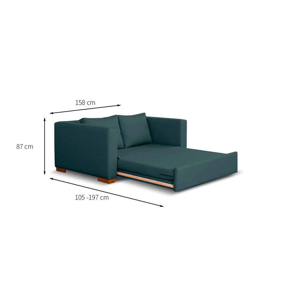 Sofá-Cama Casal 2 Lugares Palm Linho Azul