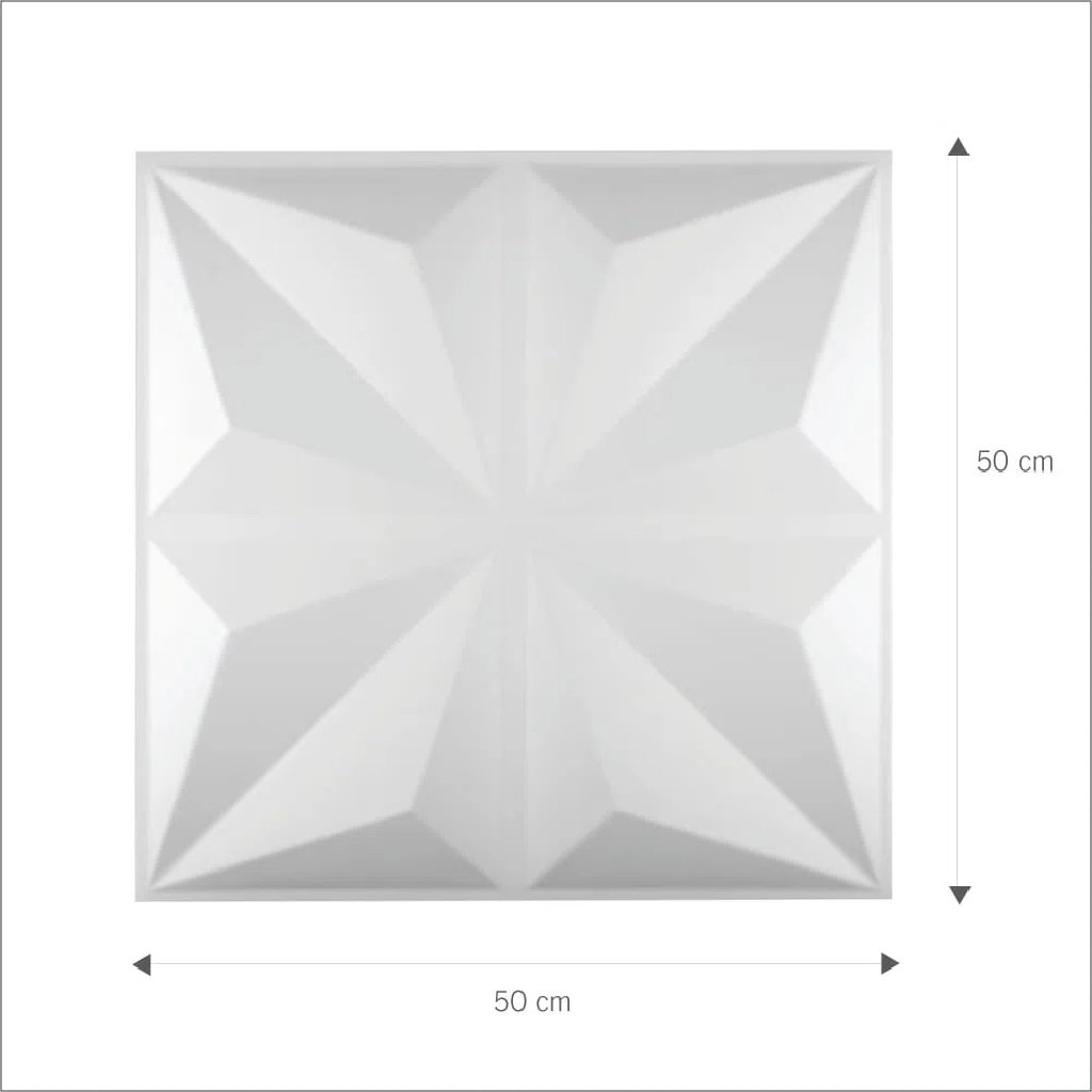 Revestimento Plástico 3D Origami Placa de 50 cm x 50 cm Branca Astra