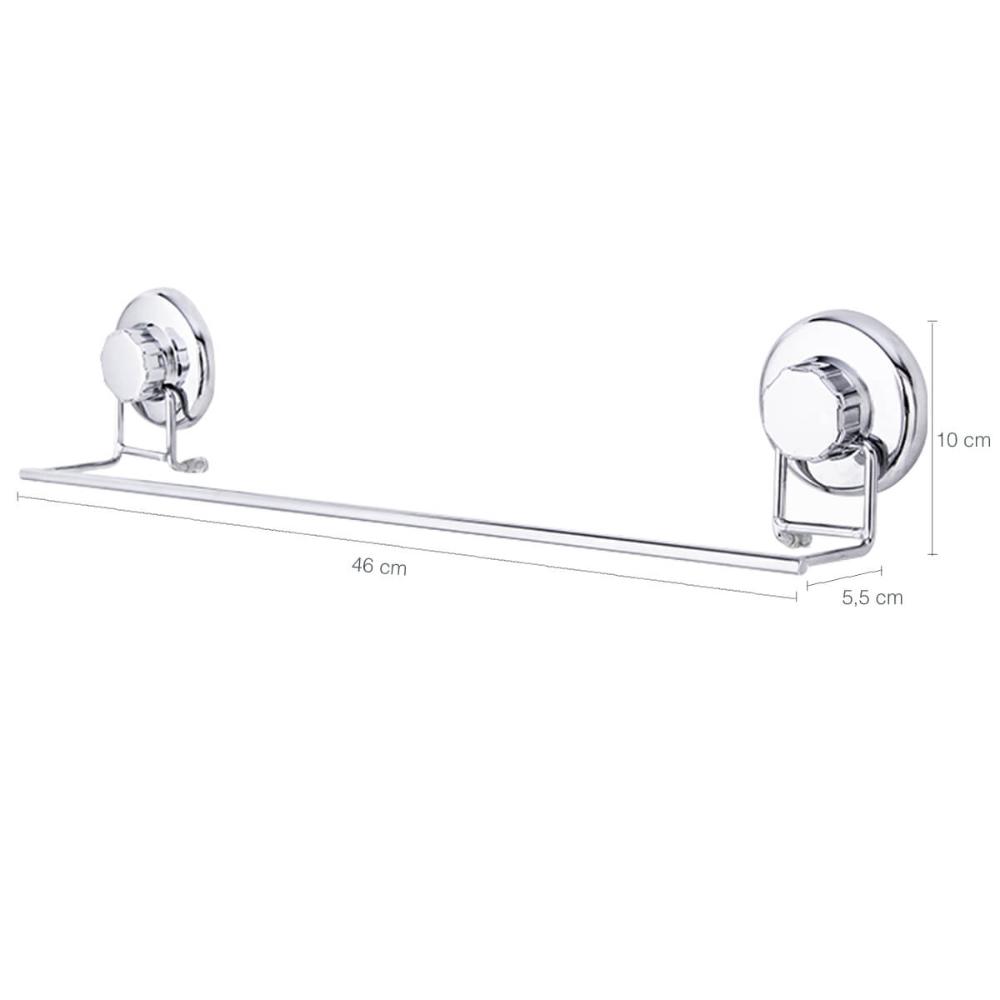 Toalheiro em Aço Inox 46cm com Ventosa Suporte Porta Toalha de Banho Banheiro Astra