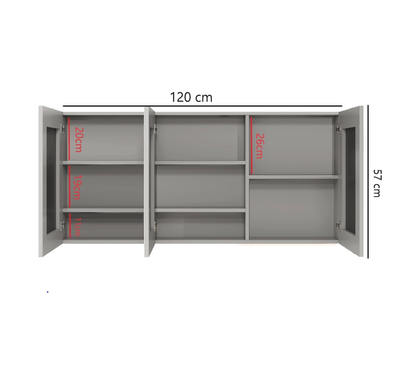 Espelheira Armário Banheiro Conexion 120cm Montada - Cinza Matt