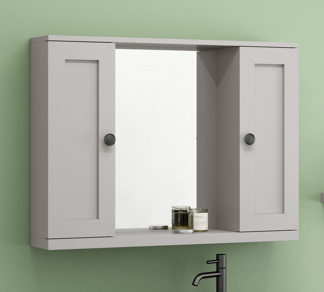 Espelheira Para Banheiro Provençal 80cm Cinza Matt