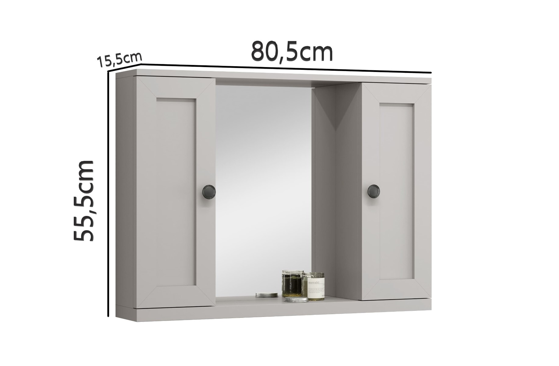 Espelheira Para Banheiro Provençal 80cm Cinza Matt