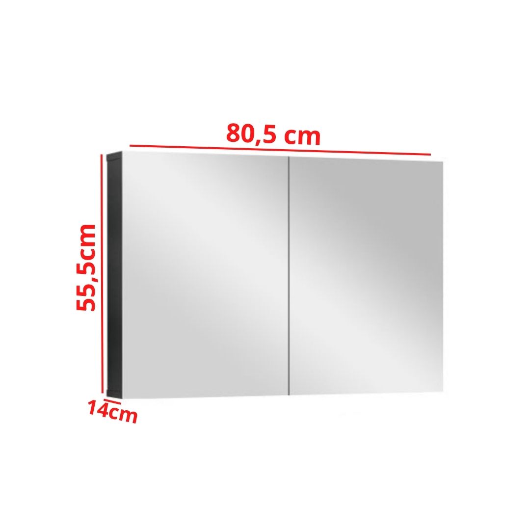 Espelheira para banheiro Preto Industry 80cm