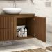 Gabinete Para Banheiro Ripado 80cm Branco com Cuba Branca