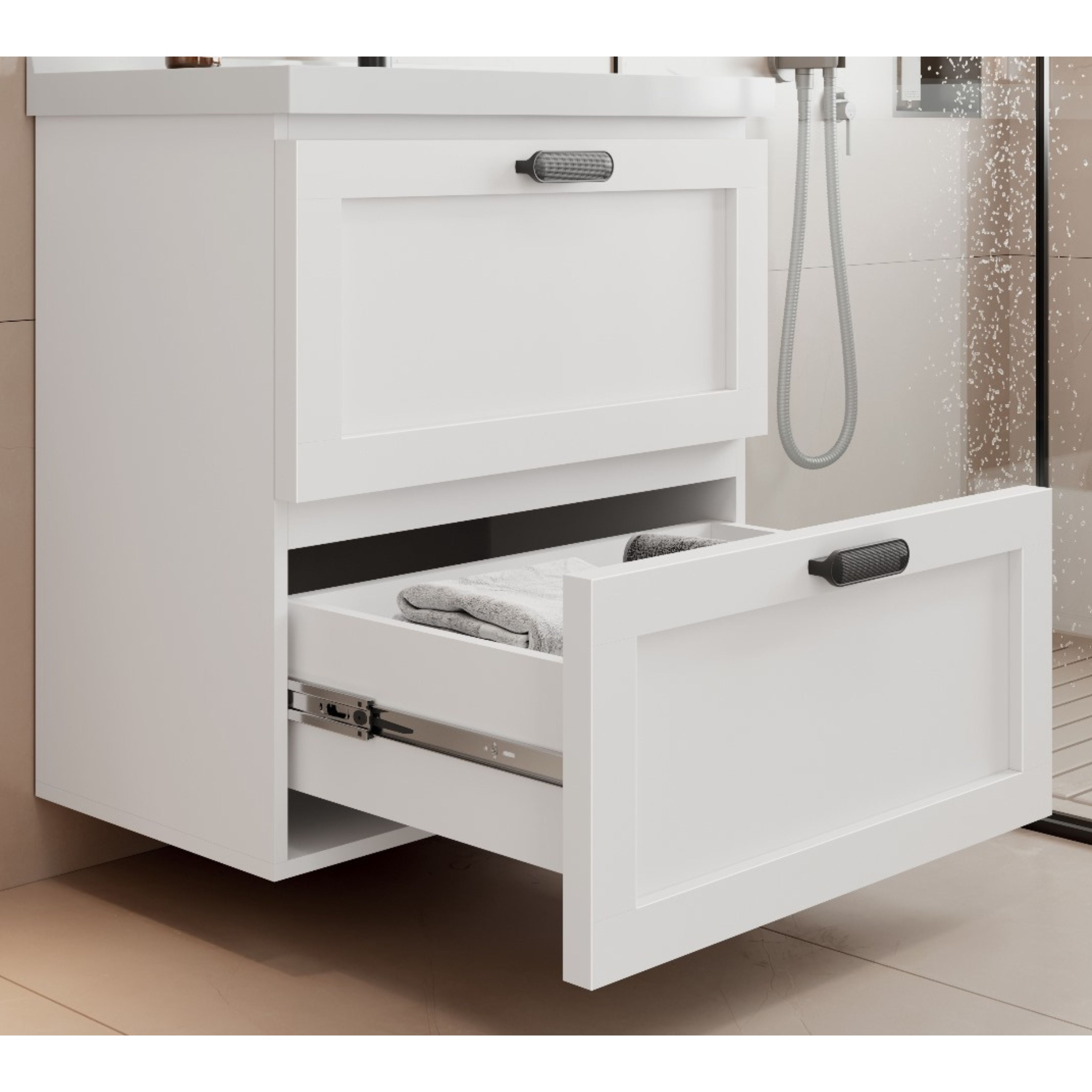 Kit Armario Banheiro Bancada Sintética Provençal 66 Branco