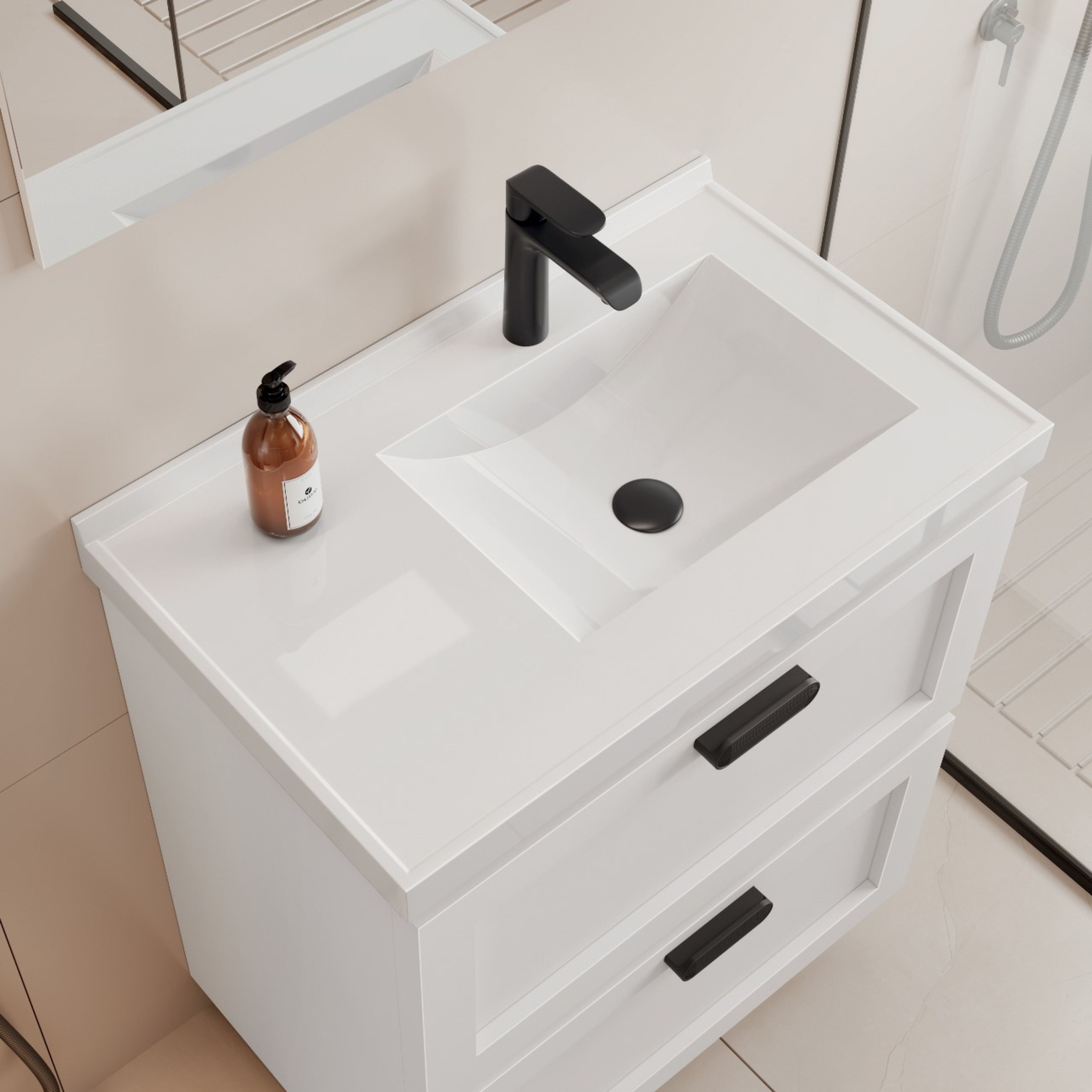 Kit Armario Banheiro Bancada Sintética Provençal 66 Branco